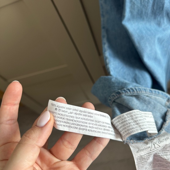 A-Line Denim 100% Cotton Dress Adjustable Straps Maternity Friendly ZARA WOMEN - Picture 7 of 7